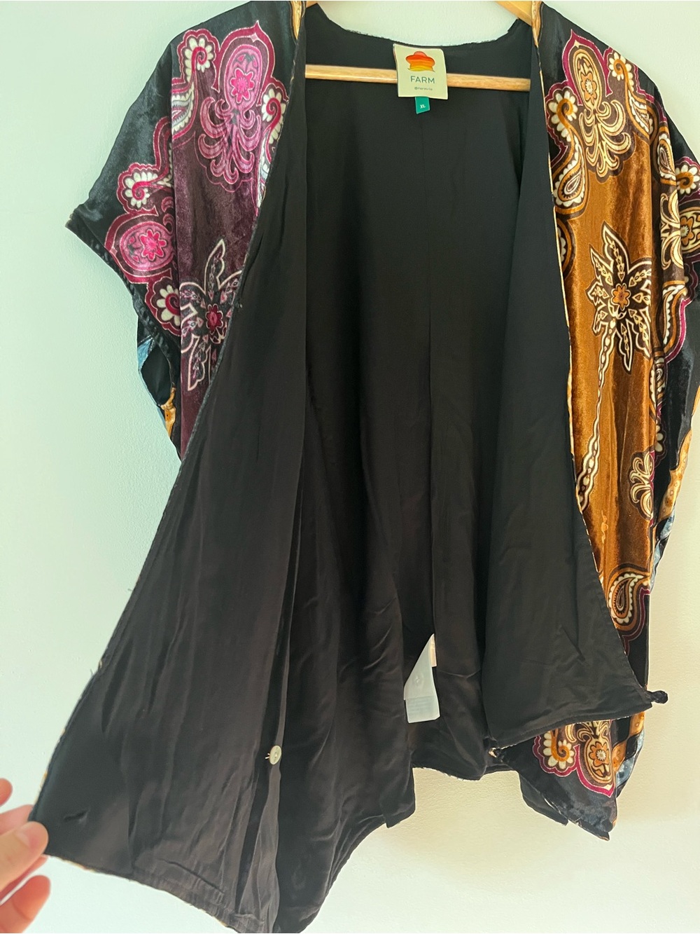 Farm Rio Sweet Mermaids Velvet Paisley Kimono Top - Picture 3 of 6